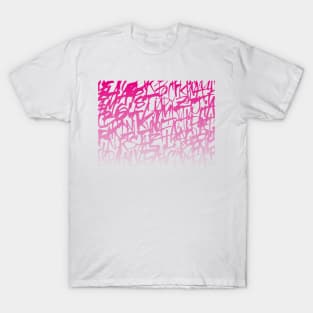 Pop Art Pink Calligraphy Letters Illustration for Street Art and Graffiti Lovers T-Shirt